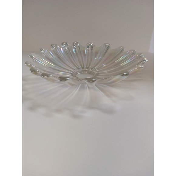 Federal Iridescent Carnival Glass Bowl Celestial Scalloped  Vintage Iridescent Carnival Glass Celestial Scalloped Glass Dish Bowl 11\